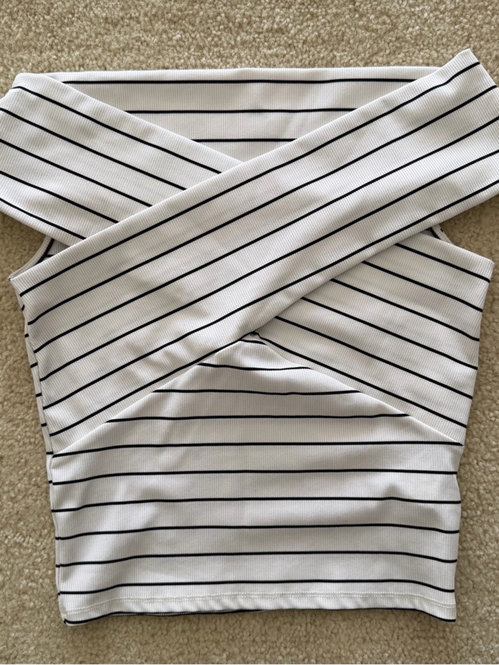 Zara Off the Shoulder Black & White Striped Crop Top (fits XS-M)